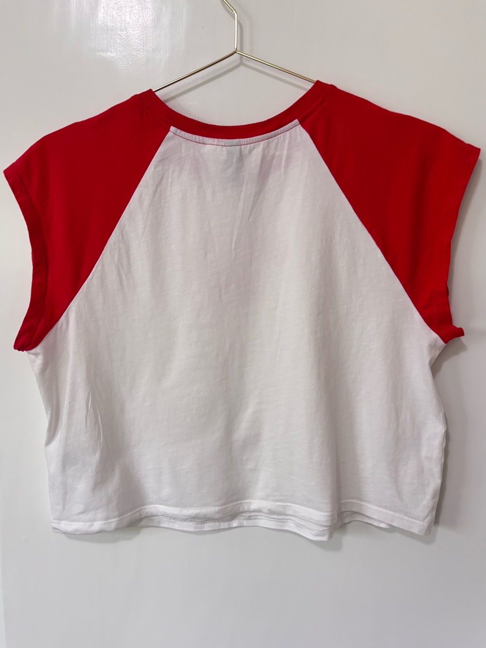 H&M| Divided| Cute White Crop Top with Red Cap Sleeves & Cherry Graphic Sz XL - Picture 5 of 7